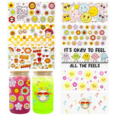 8 Pack UV Dtf Cup Wraps for Glass Cups (Emoticons)